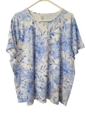 croft & barrow White Tee with Blue Floral Print